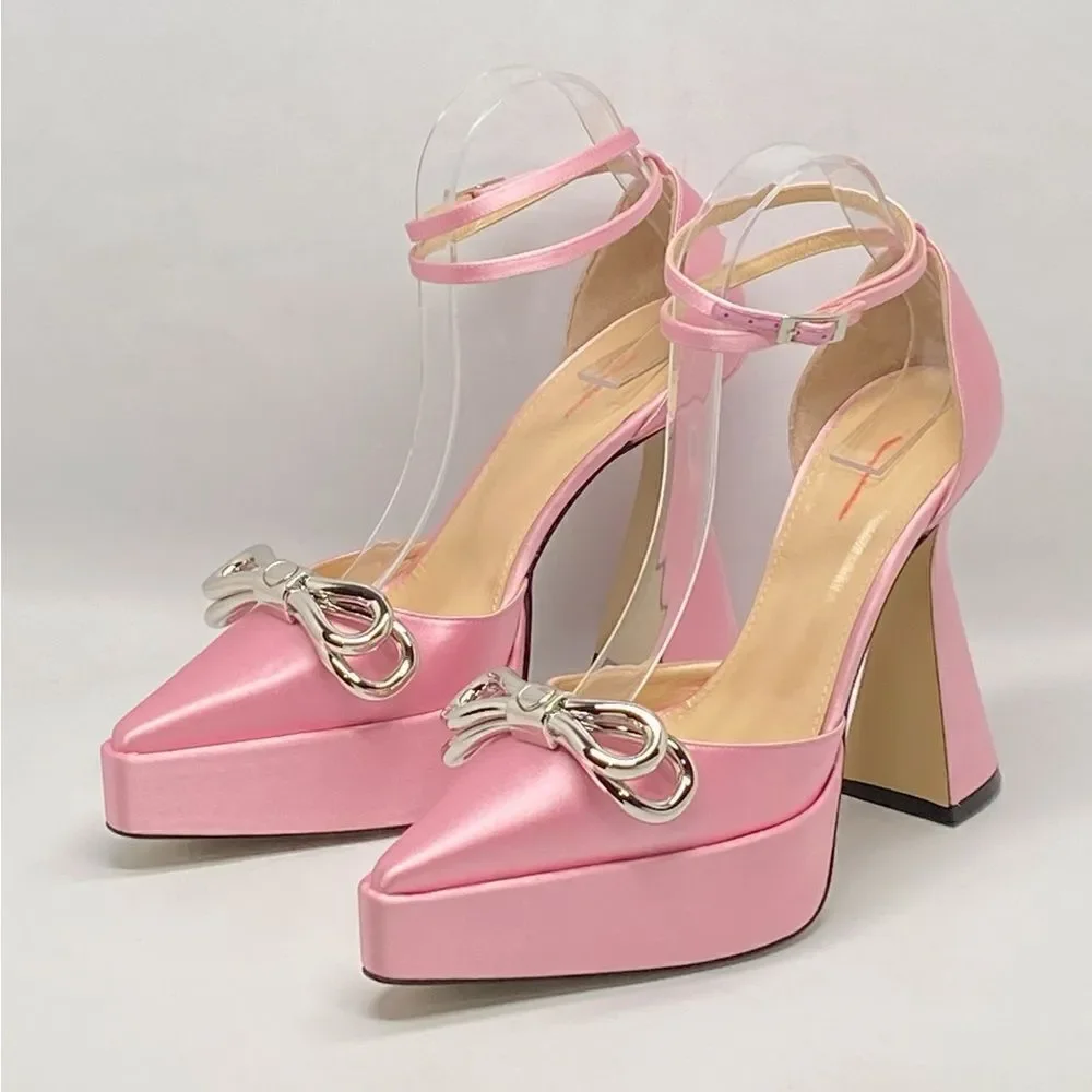 Mach & Mach Double Bow Satin Platform Pumps size 38